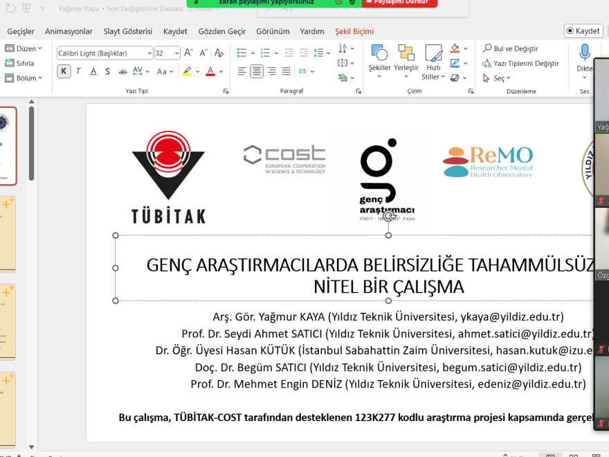 Projemizin akademik çıktısı uluslararası kongrede sunuldu